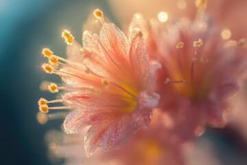 Poster - A close-up shot of a flower with water droplets on its petals