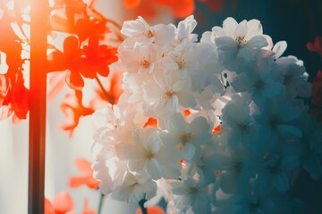 Poster - A detailed view of a group of white flowers