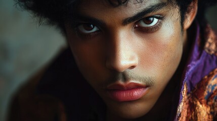 Aufkleber - A close-up view of a person wearing a scarf