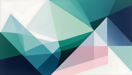 Poster - A geometric painting with overlapping shapes and many colors presents