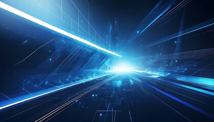 Poster - Futuristic digital abstract illustration in a bright blue color scheme