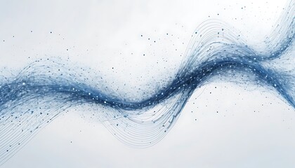 Poster - Abstract Blue Lines And Particles Creating A Wavy Visual Design