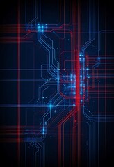 Poster - Digital abstract graphic featuring circuit board style lines and glows