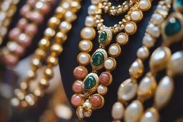 Poster - Close up of a necklace on a mannequin, suitable for fashion or accessory displays