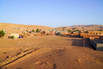 rural desert town and soccer field