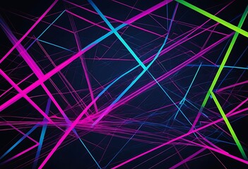 Poster - Abstract illustration of colorful intersecting lines on a dark background