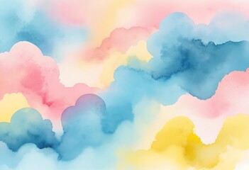 Poster - Colorful watercolor clouds of different colors floating in the sky