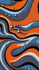 Poster - A colorful swirl of water with many small droplets. The colors are orange, blue, and green