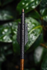 Poster - Close-up shot of an arrow tip attached to a wooden stick, perfect for outdoor or wilderness themes