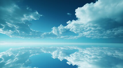 Poster - A surreal scene of an upside-down ocean floating in the sky.