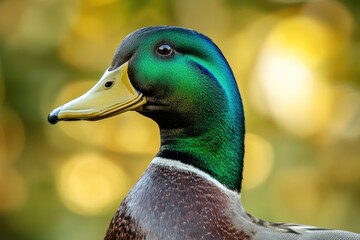 Poster - A close-up shot of a duck's face with a blurred background