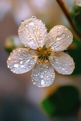 Canvas Print - Fresh flower with water droplets glistening in the light, perfect for nature and beauty themes