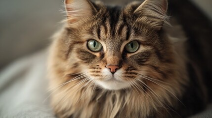 Aufkleber - A close-up shot of a cat relaxing on a bed, with a calm and peaceful expression