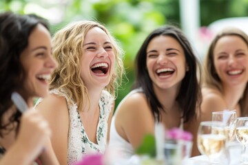 Poster - Group of friends enjoying each other's company over a meal or drinks