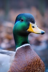 Poster - A close-up view of a duck swimming in calm water
