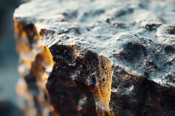Poster - A close-up shot of a rock with a bright yellow glow