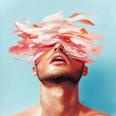 Leinwandbilder - Abstract Man with Colorful Brush Strokes Over Face in Artistic Concept
