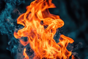 Poster - A intense flame with thick smoke rising from it, suitable for use in contexts such as danger, warning, or dramatic imagery