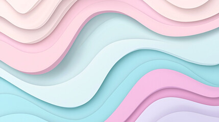 Poster - A vibrant, abstract design featuring layered waves in soft pastels, creating a smooth and flowing visual effect.