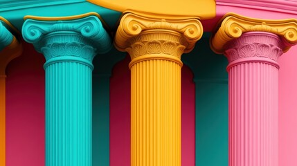 Aufkleber - A series of colorful columns standing tall and proud in an open public space