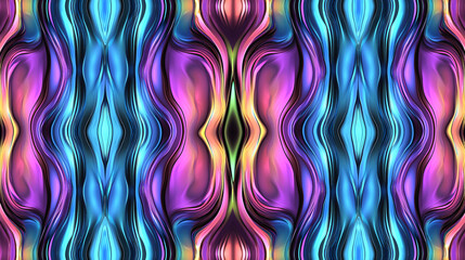 Poster - A vibrant, abstract pattern featuring flowing waves of blue, pink, and purple colors, creating a mesmerizing visual effect.
