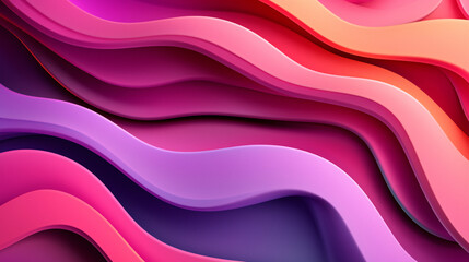 Poster - A vibrant, abstract composition featuring flowing waves of pink, purple, and orange hues, creating a dynamic and textured visual effect.