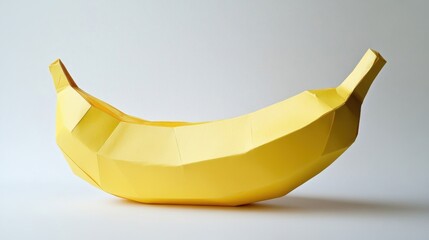 Canvas Print - A Geometric Paper Banana Against A Plain White Background