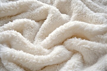 Wall Mural - A close-up shot of a white blanket lying on a bed, perfect for use in bedroom or interior design photoshoots