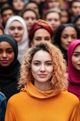 Wall Mural - A group of women standing side by side, united in their stance