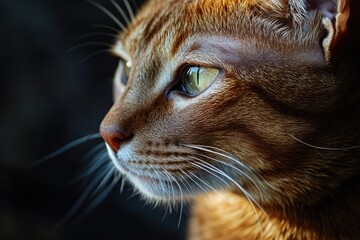 Poster - A detailed shot of a feline's face with striking green eyes