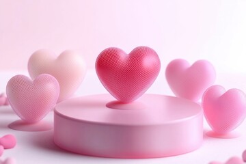 Aufkleber - A cluster of pink hearts on a white background, perfect for romantic or Valentine's Day themes