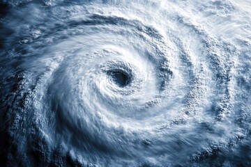 Poster - A black and white image of a cyclone cloud formation in the atmosphere