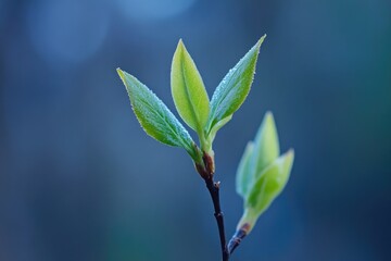 Poster - A detailed view of a single leaf attached to a twig, showcasing its natural texture and structure