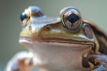Poster - A close-up shot of a frog's eye, with a blurred background