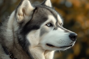 Poster - Close-up portrait of a dog's face surrounded by trees, ideal for pet-related or outdoor-themed projects