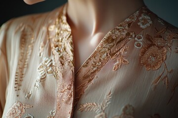 Poster - A close-up view of a person dressed in a shirt and tie, ready for an occasion