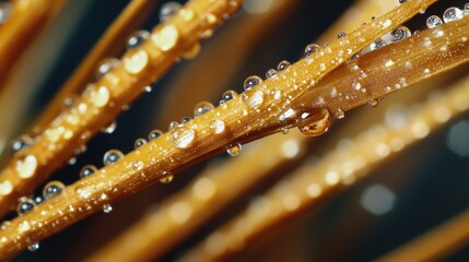 Aufkleber - Close-up shot of tiny water droplets on plant leaves, great for nature and science illustrations