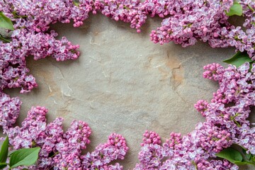 Poster - A delicate heart-shaped frame made from lila flowers, perfect for romantic occasions or as a symbol of love