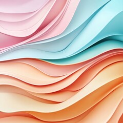 Aufkleber - Soft Abstract Waves in Pastel Shades of Pink, Blue and Peach Tones