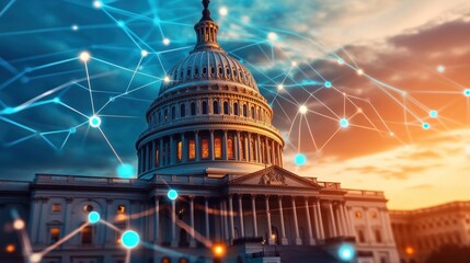 Poster - The capitol building under a sky filled with dots creating a magical atmosphere