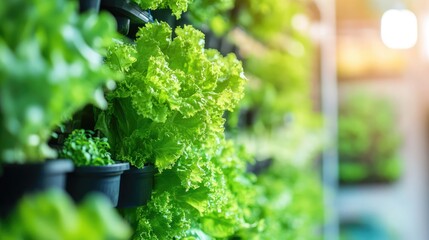 Poster - Vertical farm using LED lighting and IoT monitoring systems, futuristic smart farming innovation with clear copy space.