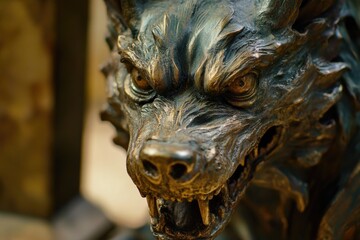 Aufkleber - A detailed view of a canine sculpture, perfect for use in illustrations or decorative designs