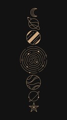 Wall Mural - black phone wallpaper, mystic celestial design, high resolution background