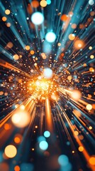Aufkleber - Colorful Burst of Light with Radiating Particles and Sparks Against Dark Background