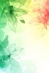 Poster - Gentle Spring Flowers on a Pastel Olive and Yellow Gradient Watercolor Background with Soft Shadows