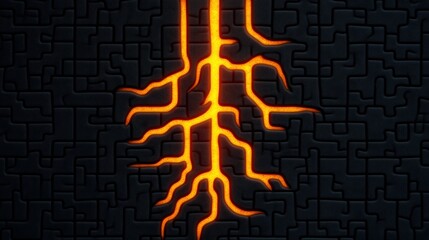Aufkleber - Abstract design with glowing orange lines on a dark textured background