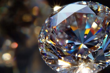 Poster - A close-up view of a diamond sitting on a table, ideal for jewelry or luxury-related uses