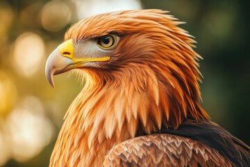Poster - A detailed view of a bird of prey's face and beak