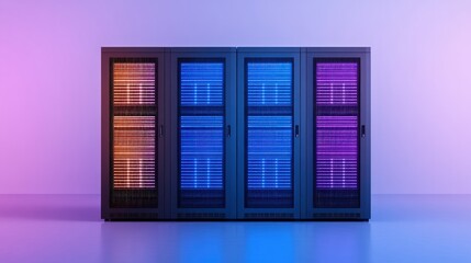 Leinwandbilder - Detailed view of a server cabinet with shutter doors for enhanced security access