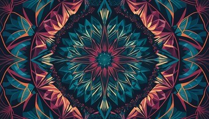Poster - This image depicts an intricate symmetrical floral ornamental design pattern